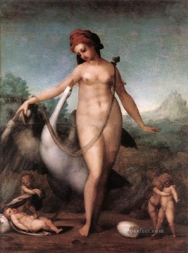ポントルモ Painting - レダと白鳥 フィレンツェのマニエリスム ヤコポ・ダ・ポントルモ